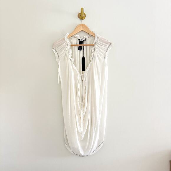 Donna Karan Ultra Matte Jersey Open Side Blouse White S - Picture 1 of 9